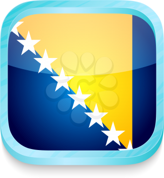 Smart phone button with Bosnia and Herzegovina flag