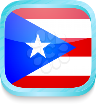 Smart phone button with Puerto Rico flag