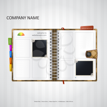 Website design template with notebook, organizer