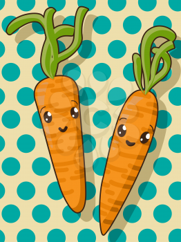 Kawaii style drawing carrot icons