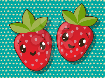 Kawaii style drawing strawberry icons