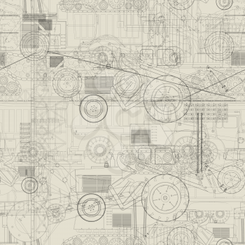 Seamless pattern design with industrial vehicles 