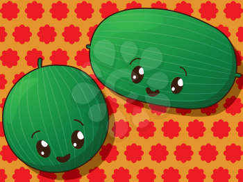 Kawaii style drawing watermelon icons