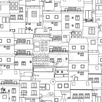Seamless city sketch in black and white
