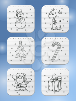 Winter holidays doodle icons for the apps