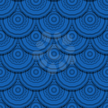 Fish scale seamless pattern with blue cirles