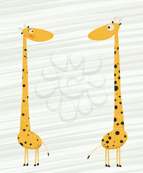 Two giraffes falling in love cartoon
