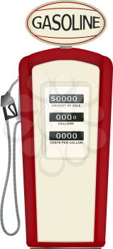  Illustration of a vintage fuel pump over white background