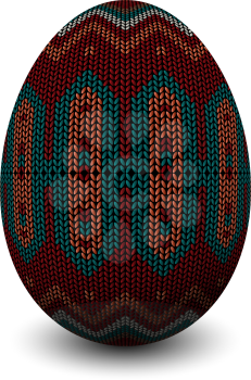  Easter egg with knitted pattern over white background