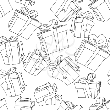 Gifts sketch pattern over white background
