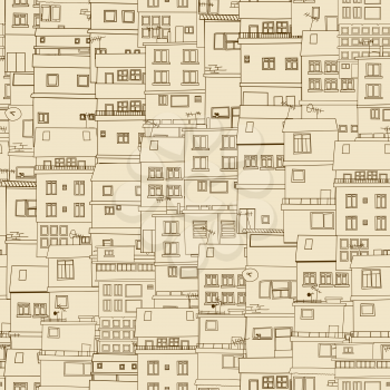 Seamless old town pattern, abstract art