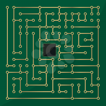 Computer microchip labyrinth, abstract art