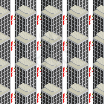 Seamless pattern with a isometric hotels over white background