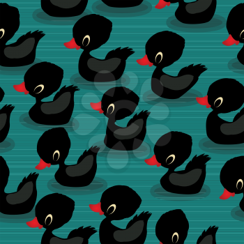 Baby black ducks seamless pattern design