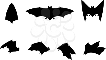 Bat silhouettes set in bkach and white