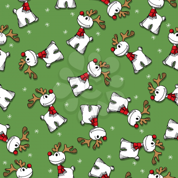 Christmas reindeer doodle vintage pattern design