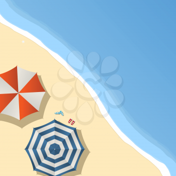 Umbrellas on the beach, samle text layout