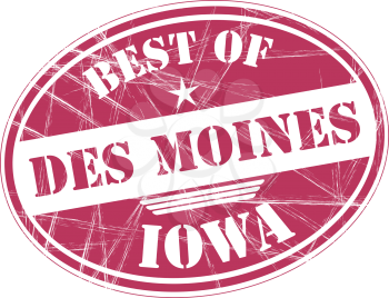 Best of Des Moines grunge rubber stamp against white background