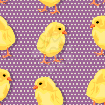 Happy Easter Pop Art seamless pattern with baby chicks
