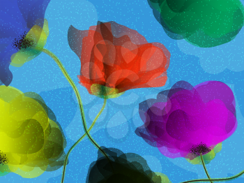Abstract floral ornament with colored wildflowers. Background for your design and decor.
