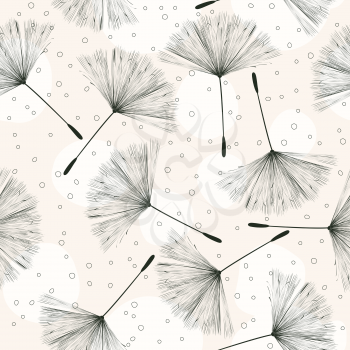 Whimsical pattern with flying dandelions on a light background