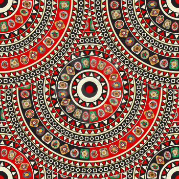 Endless round ornament pattern with tribal ethnic motif