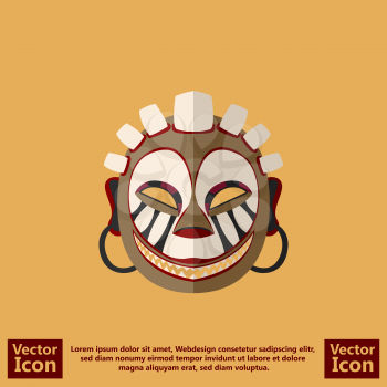 Flat style icon with tribal mask symbol
