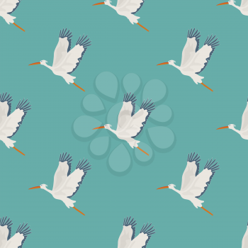 Seamless wallpaper pattern with flying storks