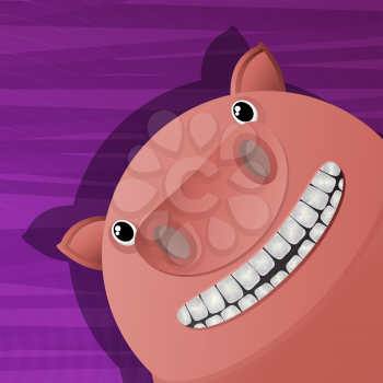 Funny pig avatar icon for web