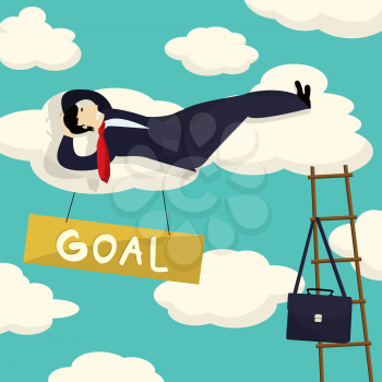  Businessman resting after he had his goal achieved, conceptual corporate graphic