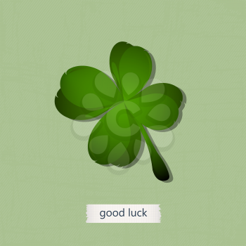 Good luck card with Saint Patrick four leaves clover 