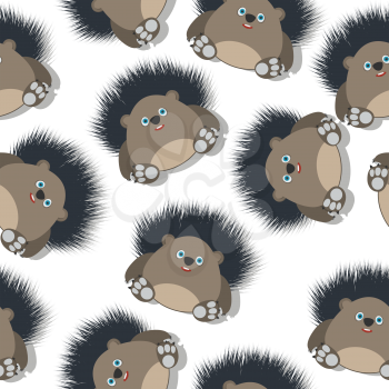 Funny cute hedgehod seamless pattern design