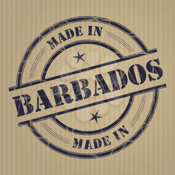 Made in Barbados grunge rubber stamp