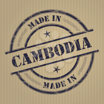 Made in Cambodia grunge rubber stamp