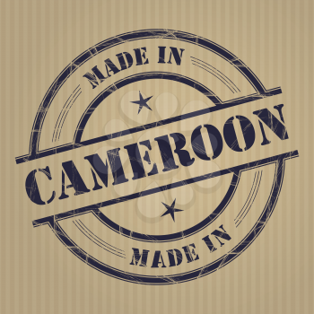 Made in Cameroon grunge rubber stamp