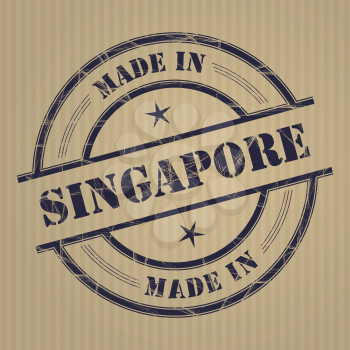 Made in  Singapore grunge rubber stamp