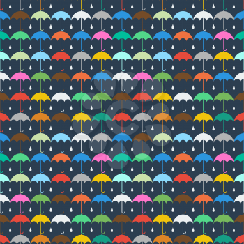 Autumn umbrella and rain drops seamless pattern design for web, print, wallpaper, decals, fall winter fashion, textile design, invitation or website background, holiday home decor