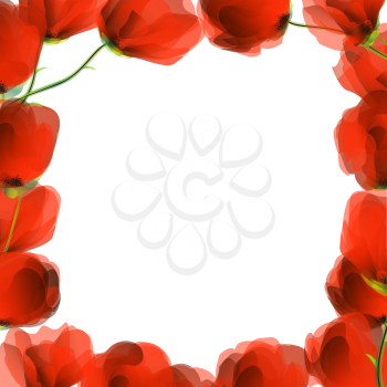 Red poppies frame design for text of images