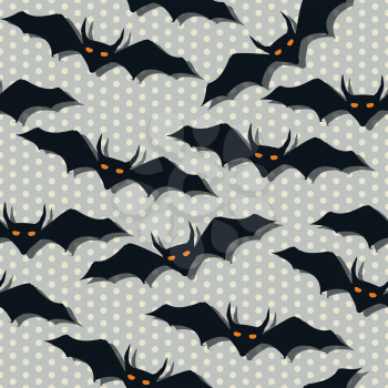 Scarry bats flying, Halloween seamlesss pattern.