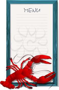 Sea food menu restaurant with red lobster