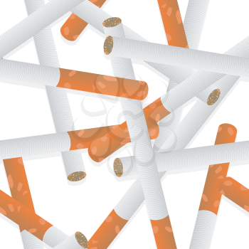 Abstract seamless pattern of cigaretts with filter. Isolated on white background