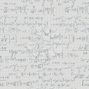 Square mathematical  paper with equation and formula. Seamless pattern design
