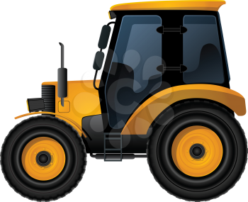 Farm tractor over white background