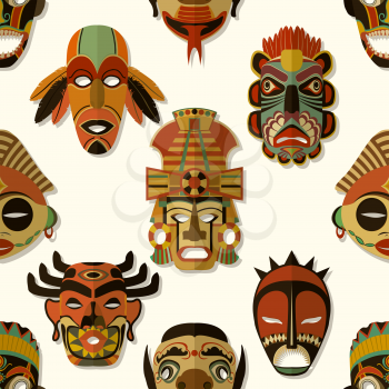 Tribal Mask Texture, Seamless pattern design