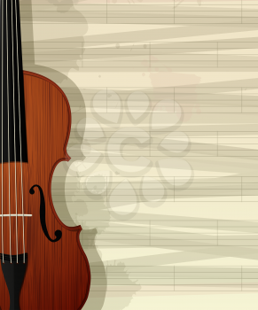 Violin card design. Sample layout with room for text