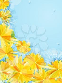 Vector floral card with dandelions.