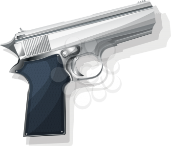 Gray pistol vector illustration over white background