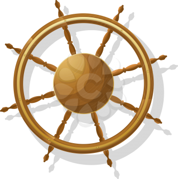 Sailing ship helm vector icon over white background