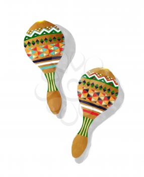 Watercolor maracas over white background