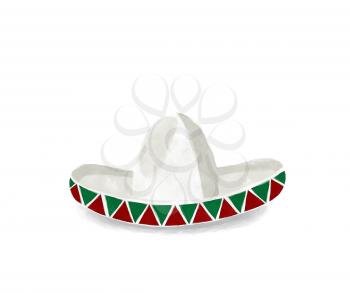 Watercolor sombrero hat against white background